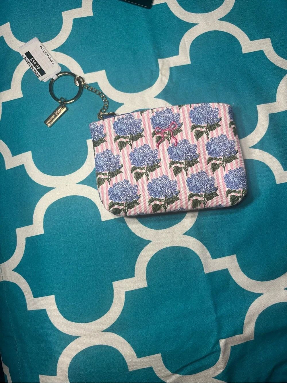 New Simply Southern Hydrangea Stripe Coin Pouch Wallet